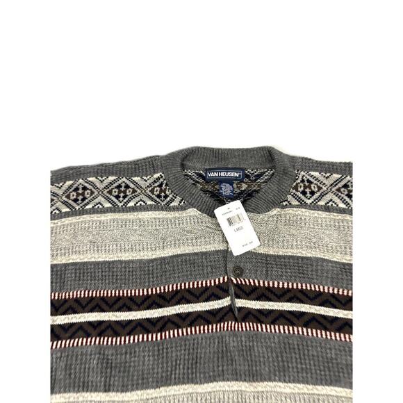 Vintage Van Heusen Sweater Mens Large Long Sleeve 1990s NEW Gray Y2K - Picture 5 of 12